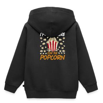 Ich bin nur hier für das Popcorn Lustiges Popcorn - Kinder Premium Organic Hoodie - Schwarz - Hinten - AI Model Kid Male (0cm)