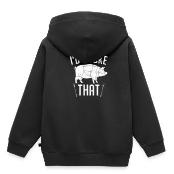 Ich würde das Grillen Schweinefleisch Grillen - Kinder Premium Organic Hoodie - Schwarz - Hinten - AI Model Kid Male (0cm)