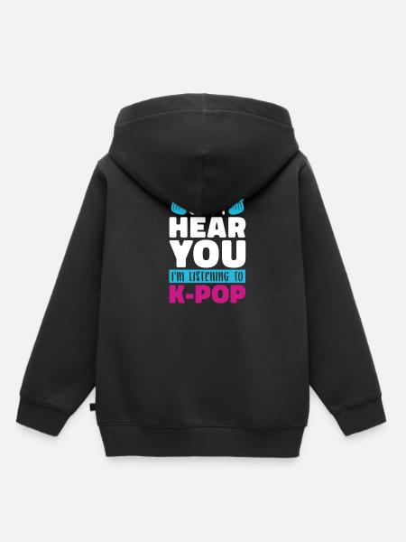 Ik luister K Pop muziek grappig cadeau K Pop - Kinder Premium hoodie biologisch - zwart