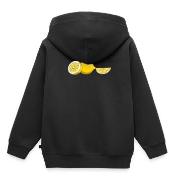 Zitrone Gelb Obst Sommer Zitrusfrüchte Limette - Kinder Premium Organic Hoodie - Schwarz - Hinten - AI Model Kid Male (0cm)