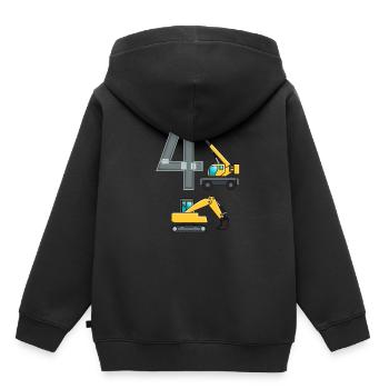 Cadeau de pelle grue 4ème anniversaire travailleur de la construction - Sweat Premium à capuche enfant bio - noir - Dos - AI Model Kid Male (0cm)