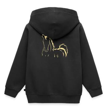 Cadeau poney cavalier - Sweat Premium à capuche enfant bio - noir - Dos - AI Model Kid Male (0cm)