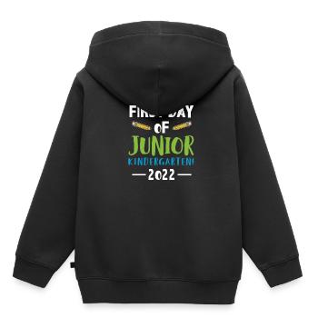 Maillot du premier jour du jardin d’enfants junior 2022 - Sweat Premium à capuche enfant bio - noir - Dos - AI Model Kid Male (0cm)