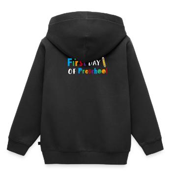 Premier jour d’école - Cadeau de chemise d’inscription - Sweat Premium à capuche enfant bio - noir - Dos - AI Model Kid Male (0cm)