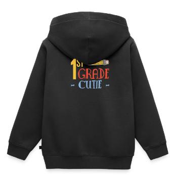Cutie 1ère année - Cadeau de chemise d’inscription - Sweat Premium à capuche enfant bio - noir - Dos - AI Model Kid Male (0cm)