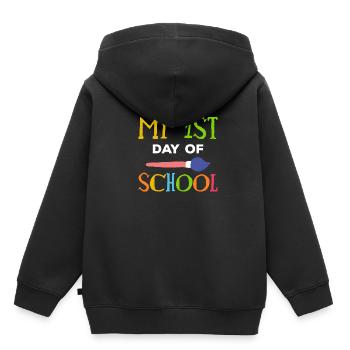 Mon 1er jour d’école - Cadeau de chemise d’inscription - Sweat Premium à capuche enfant bio - noir - Dos - AI Model Kid Male (0cm)