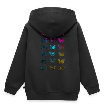 SCHMETTERLING FALTER - Kinder Premium Organic Hoodie - Schwarz - Hinten - AI Model Kid Male (0cm)