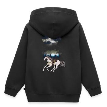 Wilder Westen Westernpferd Pferde Pferd Gaul Natur - Kinder Premium Organic Hoodie - Schwarz - Hinten - AI Model Kid Male (0cm)