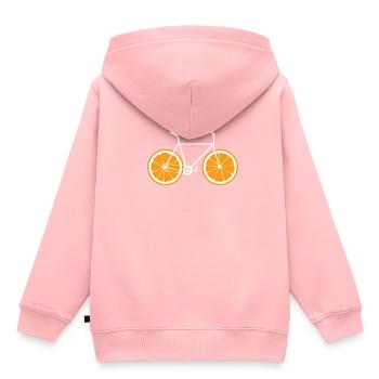 Fahrrad mit Orangen Reifen Shirt Design - Kinder Premium Organic Hoodie - Rosa - Hinten - AI Model Kid Female (0cm)