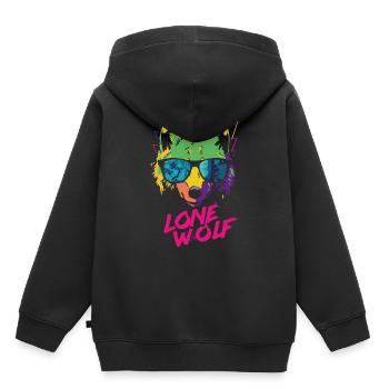 Lone Wolf - Loup solitaire - Sweat Premium à capuche enfant bio - noir - Dos - AI Model Kid Male (0cm)
