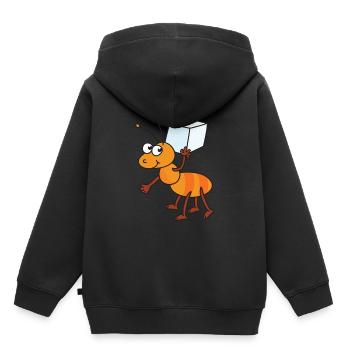 Sucre de cubes de sucre Sucres de sucre - Sweat Premium à capuche enfant bio - noir - Dos - AI Model Kid Male (0cm)