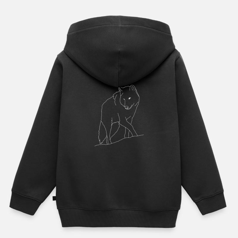 Wolf - Kinder Premium Organic Hoodie - Schwarz
