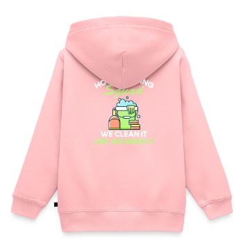 Nettoyant ménager Femme de ménage Tee Humo - Sweat Premium à capuche enfant bio - rose - Dos - AI Model Kid Female (0cm)