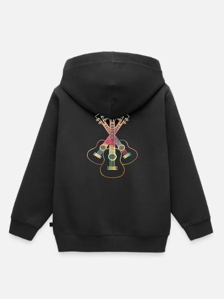 Ukulele lineart - Kinder Premium Organic Hoodie - Schwarz