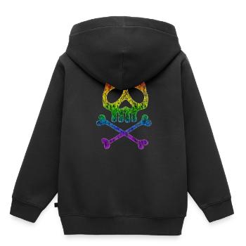 Crâne de pirate drapeau arc-en-ciel - Sweat Premium à capuche enfant bio - noir - Dos - AI Model Kid Male (0cm)