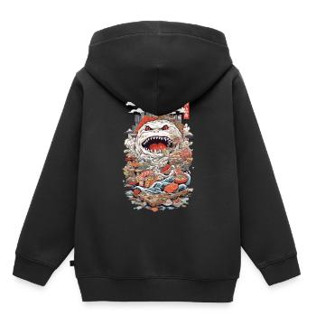 Retro Sushi Monster Japans kulinarisches Wunder - Kinder Premium Organic Hoodie - Schwarz - Hinten - AI Model Kid Male (0cm)