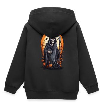 Gothic Grim Reaper Halloween Nacht Skelett - Kinder Premium Organic Hoodie - Schwarz - Hinten - AI Model Kid Male (0cm)