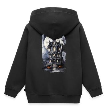 Witch House Full Moon Bat Spell Pumpkin Art - Kids Premium Organic Hoodie - black - Back - AI Model Kid Male (0cm)
