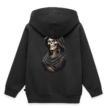 Lustiger Cartoon Grim Reaper Halloween Skelett - Kinder Premium Organic Hoodie - Schwarz - Hinten - AI Model Kid Male (0cm)