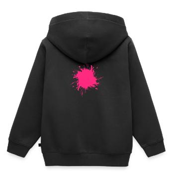 Tache couleur pulvérisé saletés rose sale rose - Sweat Premium à capuche enfant bio - noir - Dos - AI Model Kid Male (0cm)