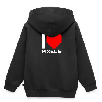 Ich Liebe Pixel - Kinder Premium Organic Hoodie - Schwarz - Hinten - AI Model Kid Male (0cm)