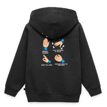 Plongeur Main Signe Scuba Diving - Sweat Premium à capuche enfant bio - noir - Dos - AI Model Kid Male (0cm)