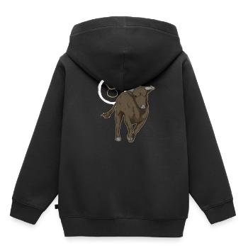 Signe du zodiaque Taureau - Sweat Premium à capuche enfant bio - noir - Dos - AI Model Kid Male (0cm)