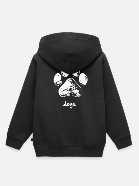 Hundepfote - Dogs - Kinder Premium Organic Hoodie - Schwarz