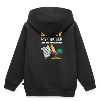 Le poulet a mangé Mes devoirs Idée de cadeau - Sweat Premium à capuche enfant bio - noir - Dos - AI Model Kid Male (0cm)