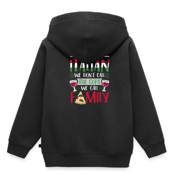 Italie Italienne Italienne Cadeau italien - Sweat Premium à capuche enfant bio - noir - Dos - AI Model Kid Male (0cm)