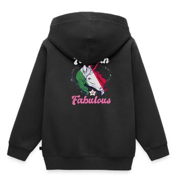 Italie Italienne Italienne Cadeau italien - Sweat Premium à capuche enfant bio - noir - Dos - AI Model Kid Male (0cm)