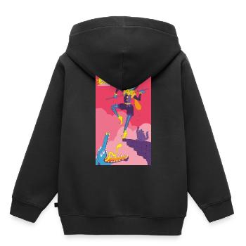 Der Narr Tarot Karte - Major Arcana Illustration - Kinder Premium Organic Hoodie - Schwarz - Hinten - AI Model Kid Male (0cm)