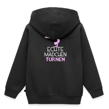 Echte Maedchen Turnen - Kinder Premium Organic Hoodie - Schwarz - Hinten - AI Model Kid Male (0cm)