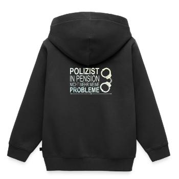 Polizist Pension Lustiges Geschenk - Kinder Premium Organic Hoodie - Schwarz - Hinten - AI Model Kid Male (0cm)