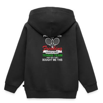 Entraîneur de tennis Entraîneur de tennis Cadeau drôle - Sweat Premium à capuche enfant bio - noir - Dos - AI Model Kid Male (0cm)