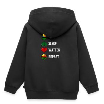 EAT SLEEP WATTEN REPEAT Watteln Kartenspiel Karten - Kinder Premium Organic Hoodie - Schwarz - Hinten - AI Model Kid Male (0cm)
