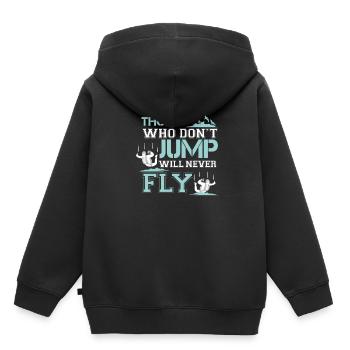 wer nicht springt, wird nie fliegen - Kinder Premium Organic Hoodie - Schwarz - Hinten - AI Model Kid Male (0cm)