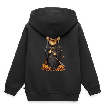 Süßes Halloween Hunde Design Hund Druide Outfit - Kinder Premium Organic Hoodie - Schwarz - Hinten - AI Model Kid Male (0cm)