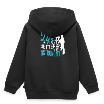 Astronomie Télescope Univers - Sweat Premium à capuche enfant bio - noir - Dos - AI Model Kid Male (0cm)