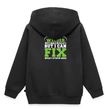 Ich Bin Schweißer, Ich Kann Dummheit Nicht Fixen - Kinder Premium Organic Hoodie - Schwarz - Hinten - AI Model Kid Male (0cm)