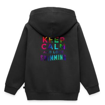 Schwimmen - Kinder Premium Organic Hoodie - Schwarz - Hinten - AI Model Kid Male (0cm)