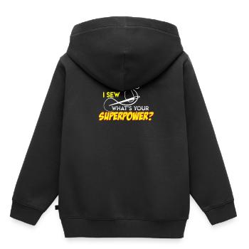 Coudre le cadeau d'égout de superpuissance - Sweat Premium à capuche enfant bio - noir - Dos - AI Model Kid Male (0cm)