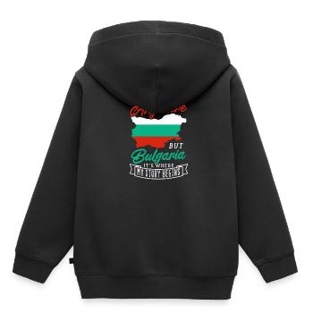 Bulgarie - Sweat Premium à capuche enfant bio - noir - Dos - AI Model Kid Male (0cm)
