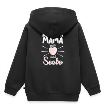 Katzen Mama mit Herz und Seele Katzensprüche - Kinder Premium Organic Hoodie - Schwarz - Hinten - AI Model Kid Male (0cm)