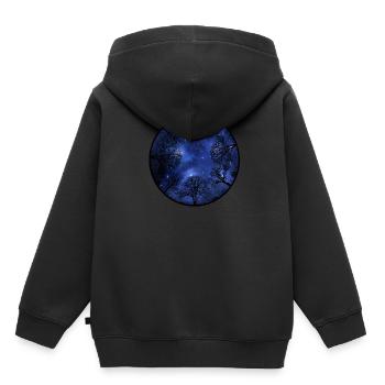 Kosmos Bäume - Kinder Premium Organic Hoodie - Schwarz - Hinten - AI Model Kid Male (0cm)