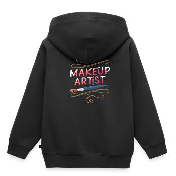 Make-up Schönheit Schminke Lippenstift Kosmetik - Kinder Premium Organic Hoodie - Schwarz - Hinten - AI Model Kid Male (0cm)