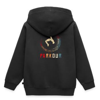 Parkour Freerunning Ninja Sport Retro Design - Kinder Premium Organic Hoodie - Schwarz - Hinten - AI Model Kid Male (0cm)