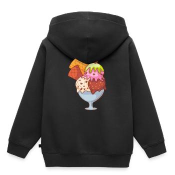 Crème glacée, crème glacée, crème glacée, crème glacée, boule, crème glacée, sundae - Sweat Premium à capuche enfant bio - noir - Dos - AI Model Kid Male (0cm)
