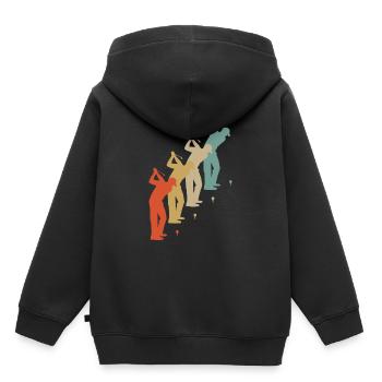 Retro Vintage Style Golf Golfer Golfspieler - Kinder Premium Organic Hoodie - Schwarz - Hinten - AI Model Kid Male (0cm)