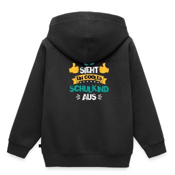 Schulkind - Kinder Premium Organic Hoodie - Schwarz - Hinten - AI Model Kid Male (0cm)